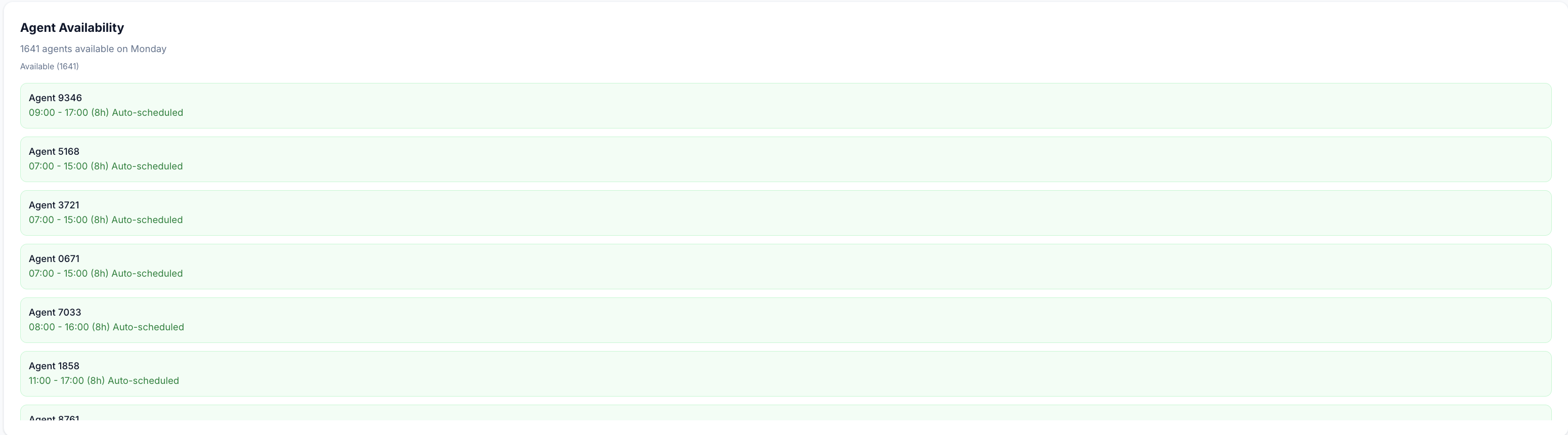 Available and unavailable agent lists